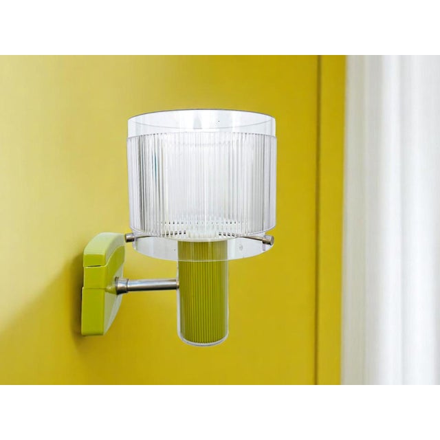 Mid-Century Modern Portuguese Mid-Century Modern Olive Green Acrylic Wall Sconce For Sale - Image 3 of 11