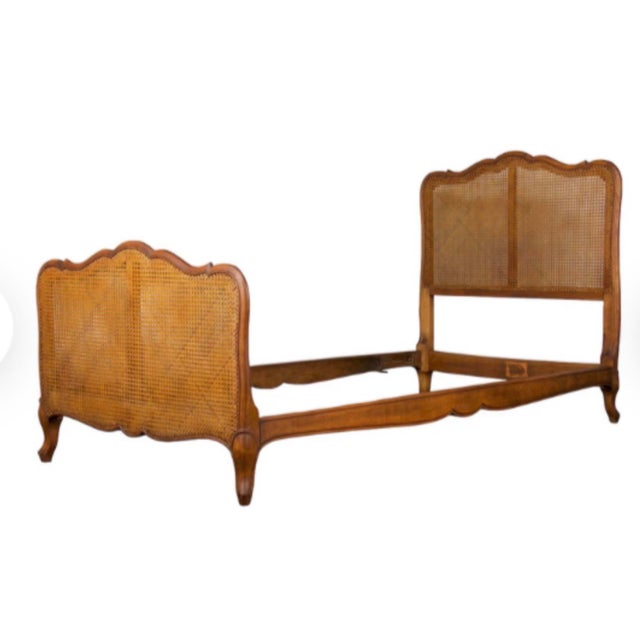 French Provincial 1940”s Provincial Cane Twin Bed Frame For Sale - Image 3 of 5