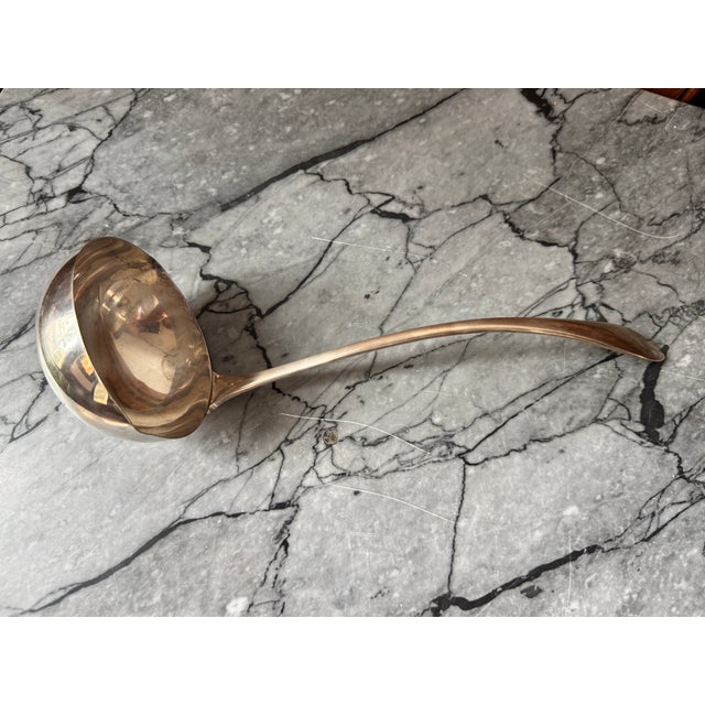 Mid 20th Century Vintage Silver Plate Punch Bowl and Ladle For Sale - Image 5 of 9