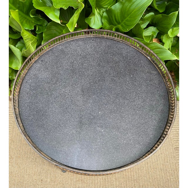 Black French Round Marble Top Lamp Tables For Sale - Image 8 of 12