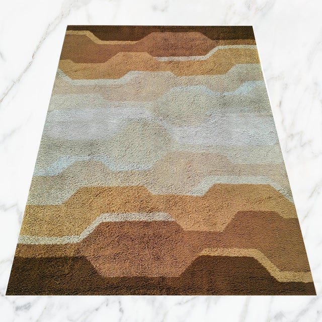 Mid-Century Modern Space Age Italian Wool Rug with Geometric Pattern, 1970s For Sale - Image 11 of 11