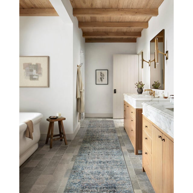 Loloi Rugs Amber Lewis x Loloi Billie Denim / Blush 18" x 18" Sample Rug For Sale - Image 4 of 8