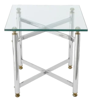 Modern Glass Top Chrome End Table