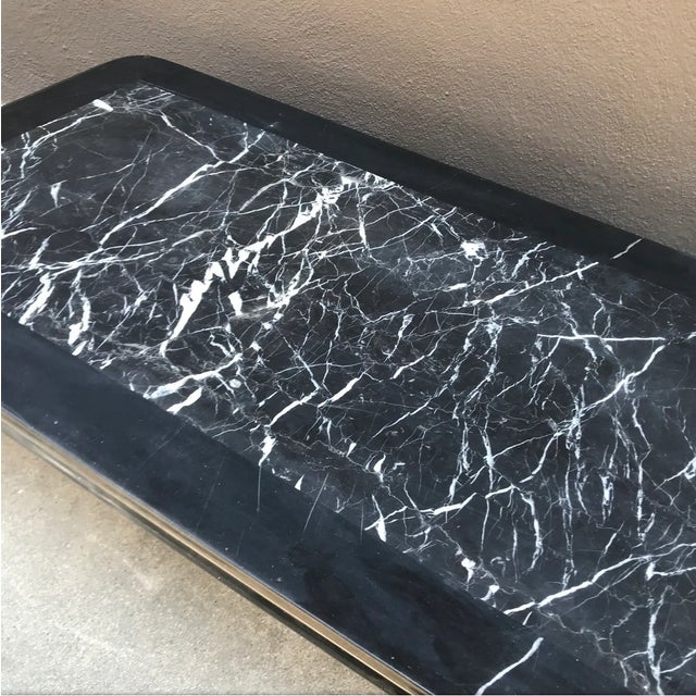 Black Vintage Postmodern Black Marble Coffee Table For Sale - Image 8 of 13