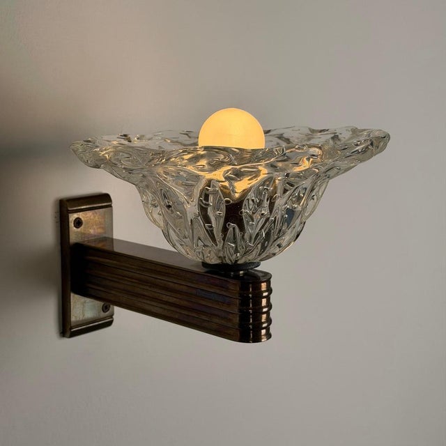 Sculptural Murano Glass Bullicante Wall Sconce from Barovier & Toso, 1940s For Sale - Image 4 of 14