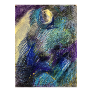 Louis WolchonokAbstract Expressionist Blue Pastel Drawing Mid Century Modern WPA Jewish Artist