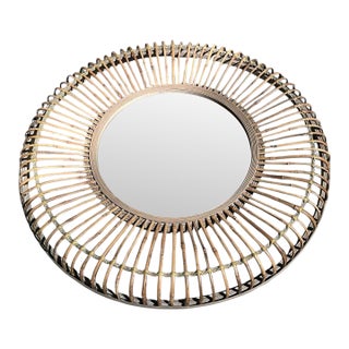 Sunburst Bamboo Mirror in the Style of Franco Albini (Designer) For Sale