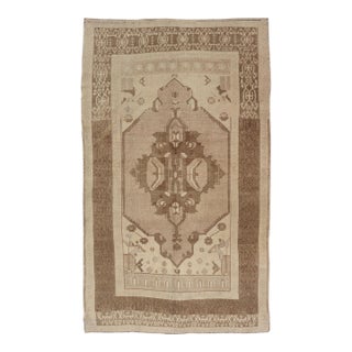 Vintage Turkish Oushak Rug in Taupe, Brown and Earth Colors For Sale