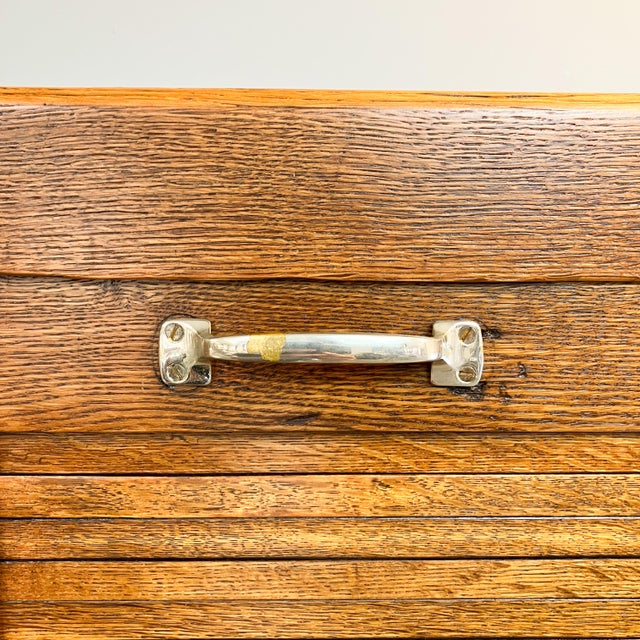 Wood Roller Shutter Cabinet in Oak, 1950s For Sale - Image 7 of 10
