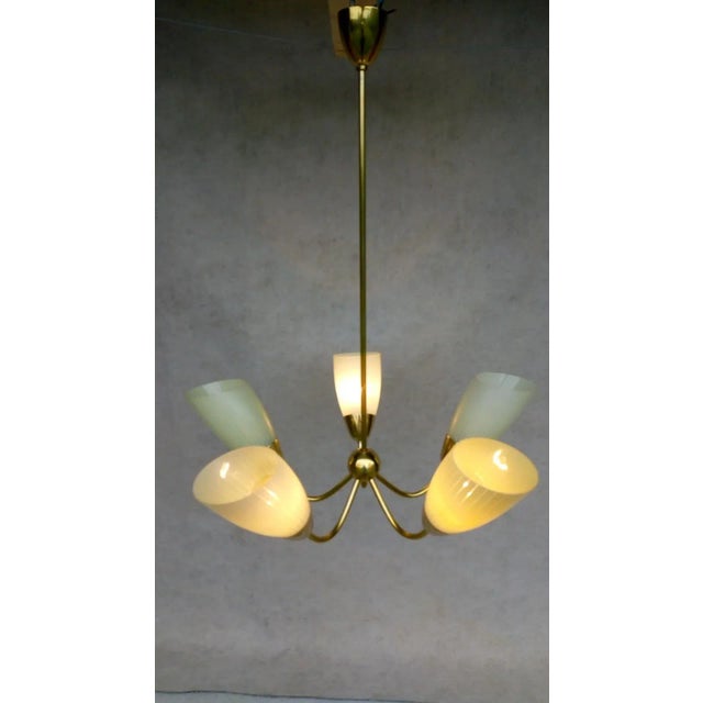 Beautiful Retro Vintage Chandelier, Type - 0001-755. It has a holder made of aluminum alloy, golden color. 5 light...