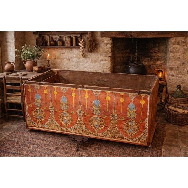 Antique Spanish Painted Chest with Mudéjar and Moorish Influence, 1800 For Sale - Image 4 of 9