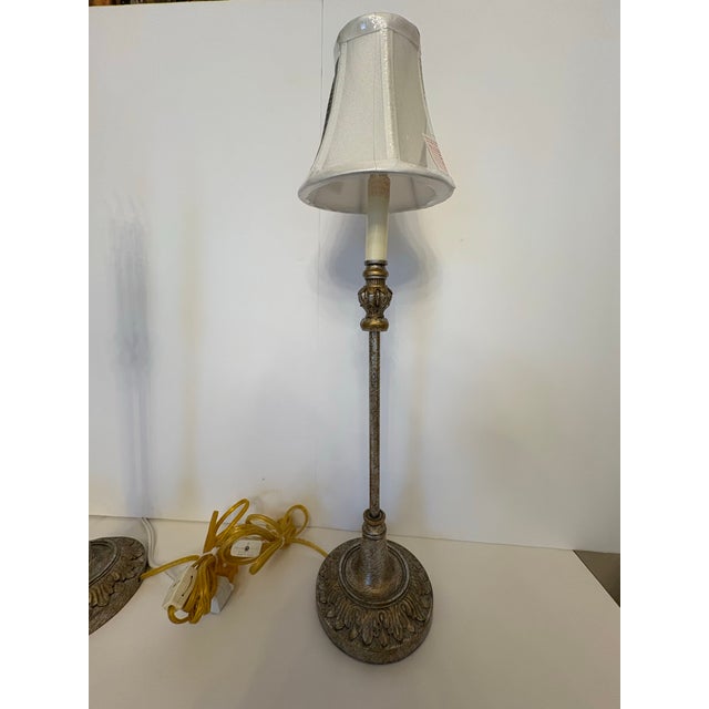 1970s Hollywood Regency Candle Stick Table Lamps a Pair For Sale In Boise - Image 6 of 8