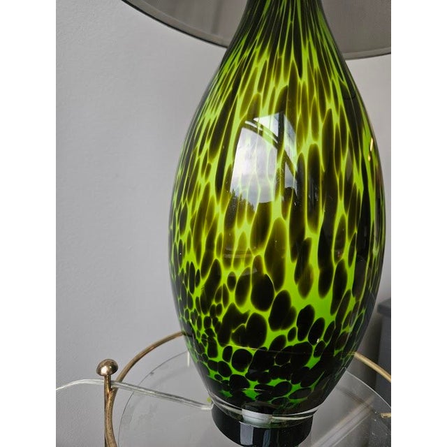 Late 20th Century Vintage Green & Black Art Glass Table Lamp For Sale - Image 5 of 8
