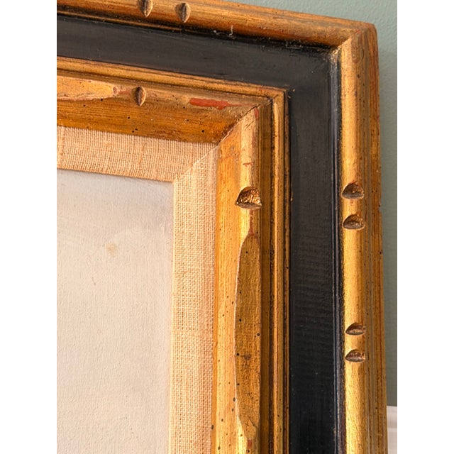 Vintage Signed Impressionist Landscape Oil Painting With Figures in Gilt Wood Frame For Sale - Image 4 of 16