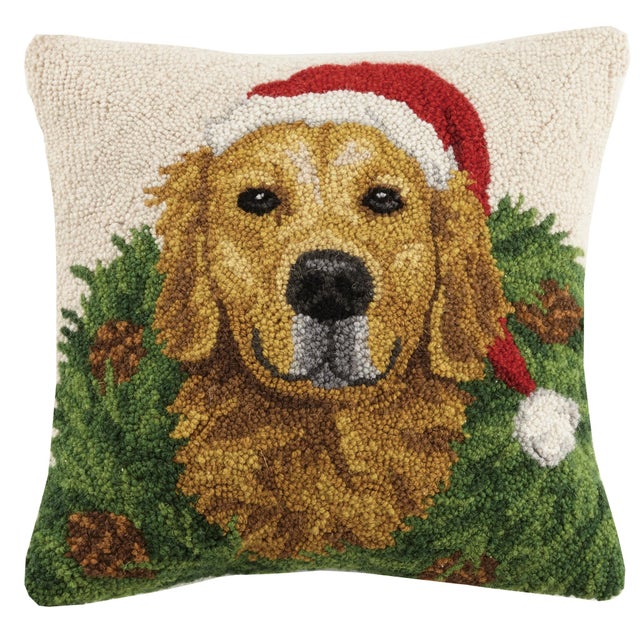 A festive way to spruce up your home for the holidays and winter season! 100% wool hooked throw pillow / accent pillow....