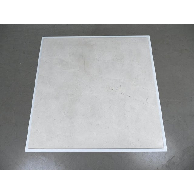 Square White Coffee Table with Inlaid Travertine Table Top, Italy, 1960s For Sale - Image 16 of 18