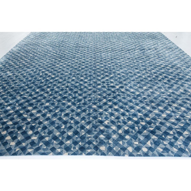 Textile Modern Tibetan "Rhombus" Rug in Silk and Wool by Doris Leslie Blau For Sale - Image 7 of 8