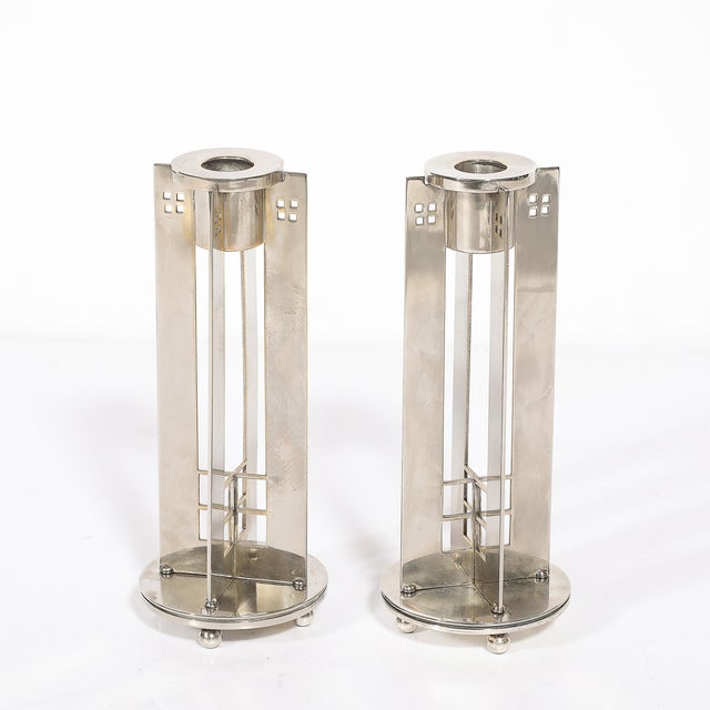 Pair of Modernist Signed Swid Powell Geometric Candlestick Holders For Sale - Image 16 of 18