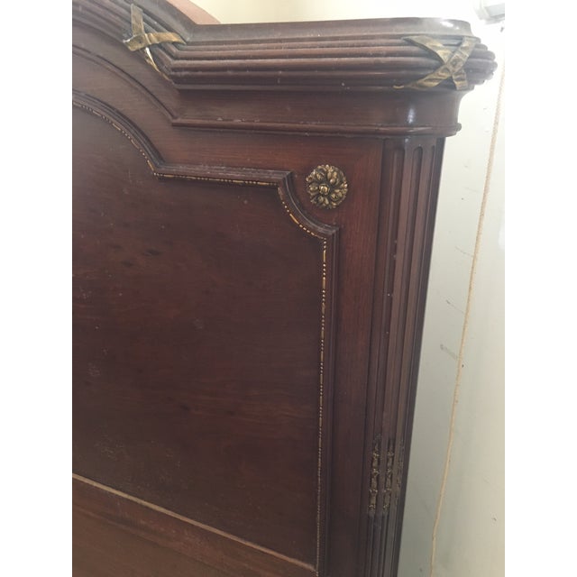 Wood Early 20thc French Louis XVI Style Carved Walnut Bed W/ Bronze Ormolu Mounts For Sale - Image 7 of 14