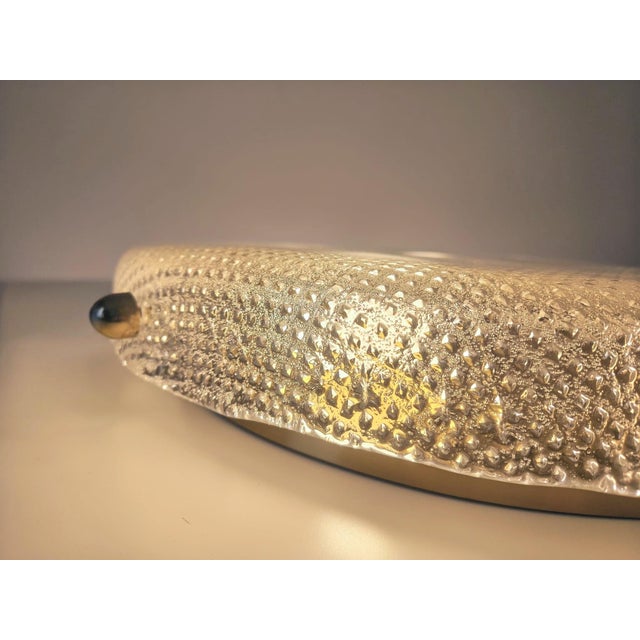Vintage Textured Glass and Brass Flush Mount from Hillebrand Leuchten, Germany, 1970s For Sale - Image 10 of 18