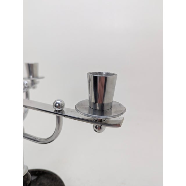 Large German Art Deco Candleholder in Aluminum and Marble, 1930s For Sale - Image 3 of 8