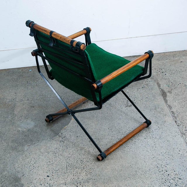 Mid Century Danish Modern Armchair Chair Cleo Baldon Terra Green Metal Wood MCM For Sale - Image 4 of 12