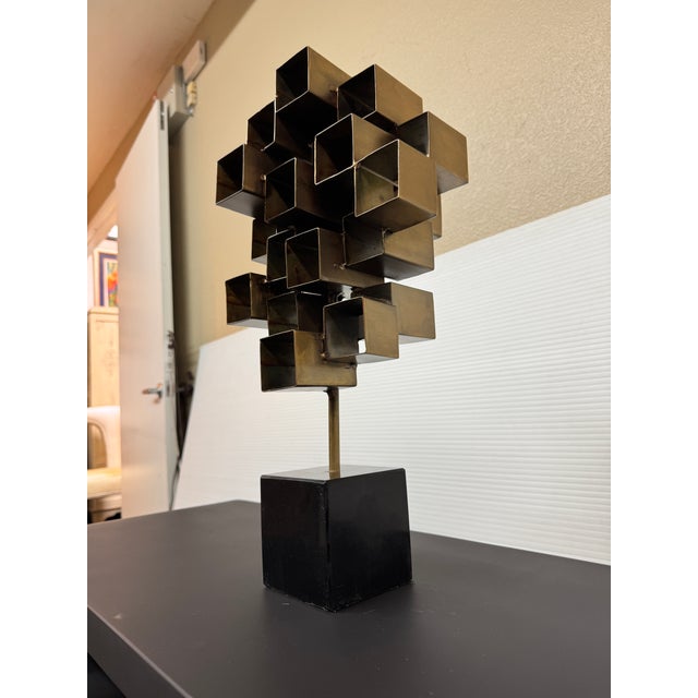 Brass Arteriors Home Edan Brutalist Sculpture For Sale - Image 8 of 12