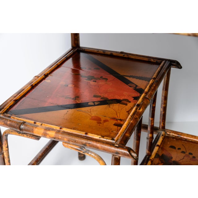 English Bamboo & Lacquered Chinoiserie Mirrored Hall Stand For Sale - Image 9 of 13