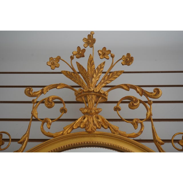 Gold Carvers Guild Crowned Oval Gold Gilt Mirror For Sale - Image 8 of 13