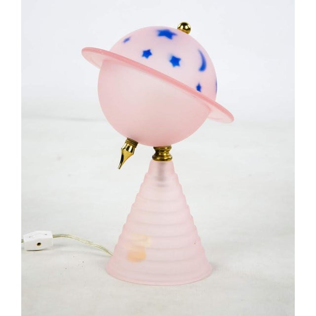 Vintage Art Deco Frosted Pink Saturn Glass Table Lamp by ...