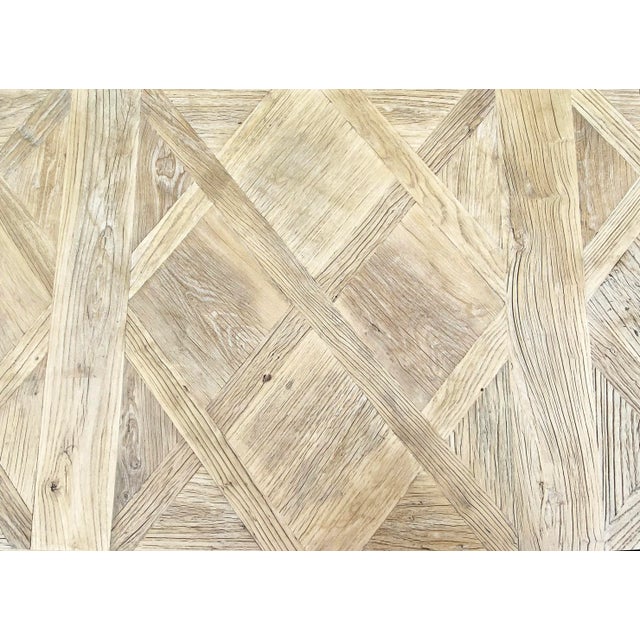 Modern Vintage Elm Parquet Dining Table For Sale In Los Angeles - Image 6 of 7