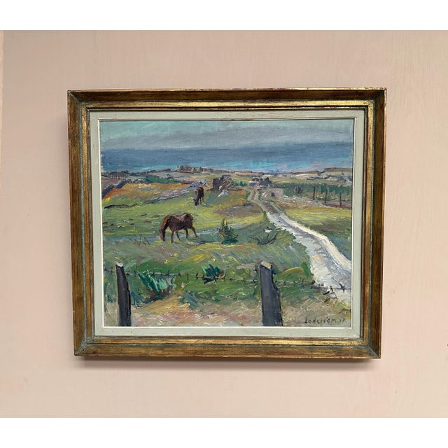 Georg Lodström, Coastal Scene with Horses, 1947, Oil on Canvas For Sale - Image 11 of 18
