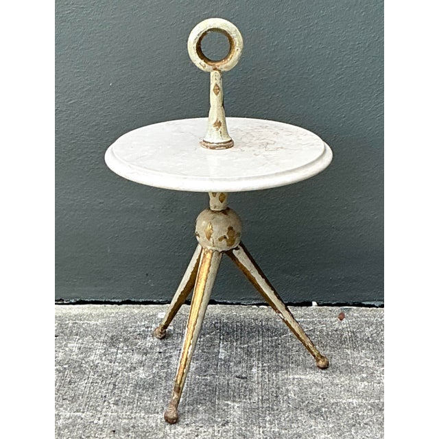 Mid 20th Century Vintage 1940s Italian Gilt Tipped Side Table For Sale - Image 5 of 12