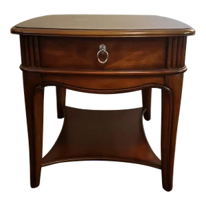 Late 20th Century Kathy Ireland Wooden End Table With Single Drawer
