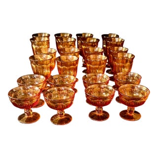 1960s Mid Century Modern Noritake Provincial Set of Amber Goblets - 24 Pieces For Sale