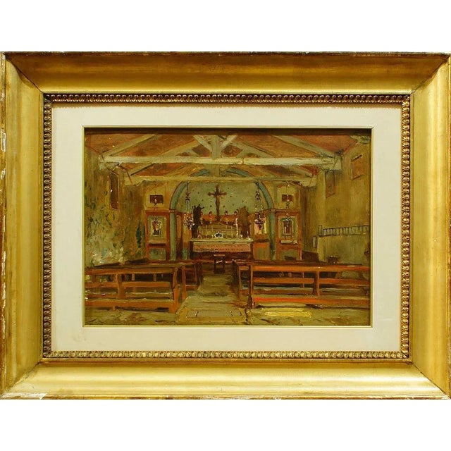 Interior of a Church is an original painting realized by Hermann Corrodi. Original oil on canvas with a contemporary...