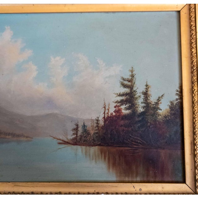 19th Century American Hudson River School Landscape Painting With Repairs For Sale - Image 9 of 18