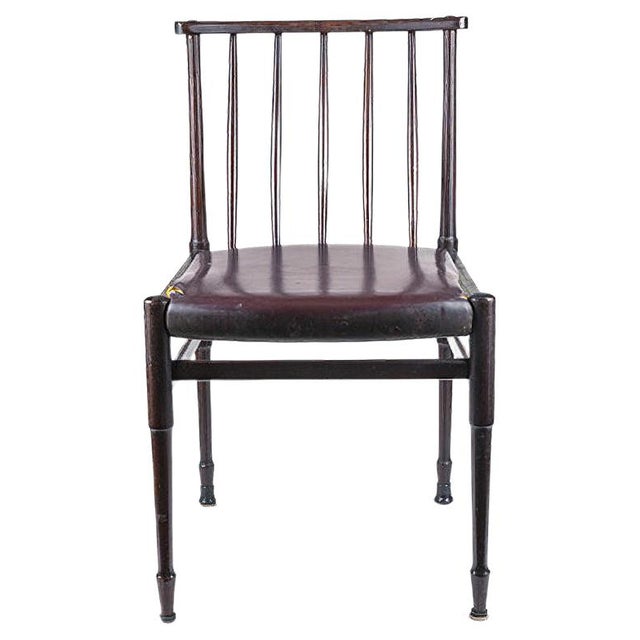 Black Vintage Chair in Dark Stained Wood and Leather, 1960s For Sale - Image 8 of 8