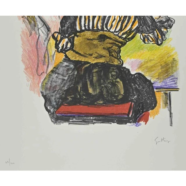 Homage to Jan Vermeer is a lithograph realized by Renato Guttuso in 1980. Hand-signed on the lower. Numbered, edition of...