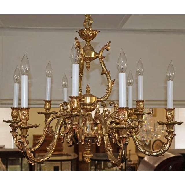 Mid 20th Century Italian Gilt Bronze Baroque / Rococo Style 10 Light Chandelier For Sale - Image 16 of 17