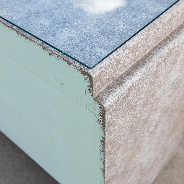 Vintage Postmodern 80s-90s Credenza Cabinet With Glass Top For Sale - Image 12 of 16