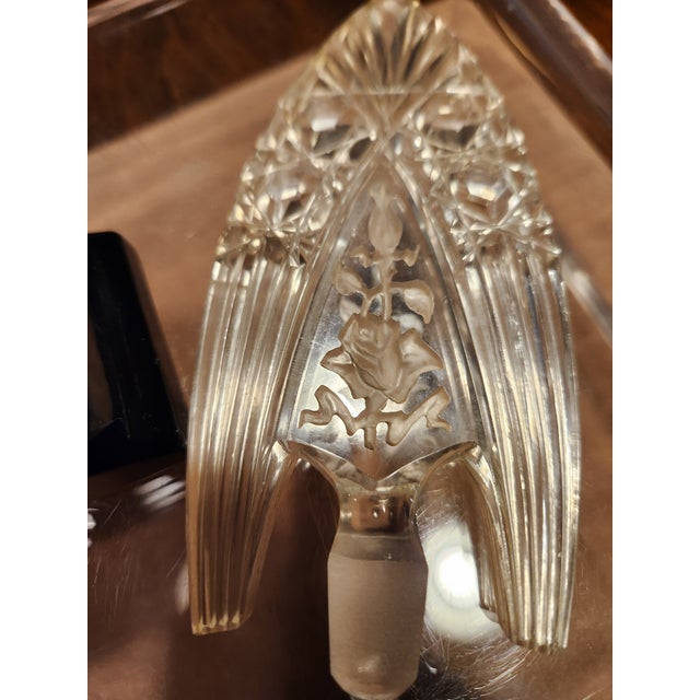 Glass Museum-Grade 1930s Art Deco "Ingrid" Perfume Bottle Jet Black Hyalith Intact Dau For Sale - Image 7 of 12
