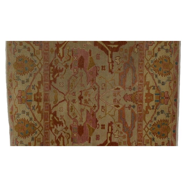 Persian Wool Sultanabad 5x7 Tan, Light Blue, Pink & Orange Handmade Area Rug #1141234