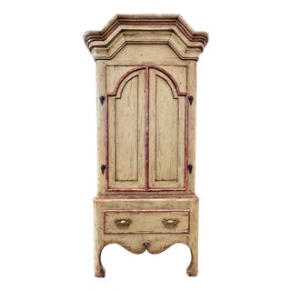 Large European Style Old World Hand-Painted Bar Drinks Liquor Armoire Cabinet Pull Out Shelf For Sale