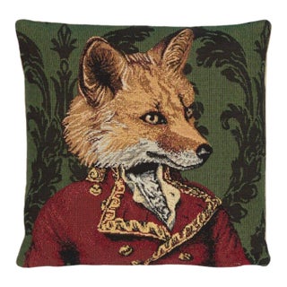 Sir Francis Fox Tapestry Cushion With Lurex With Feather Filler - 33x33cm (13"x13") For Sale