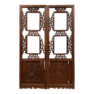 Antique Chinese Carved Wooden Window Panels Wall Arts - a Pair