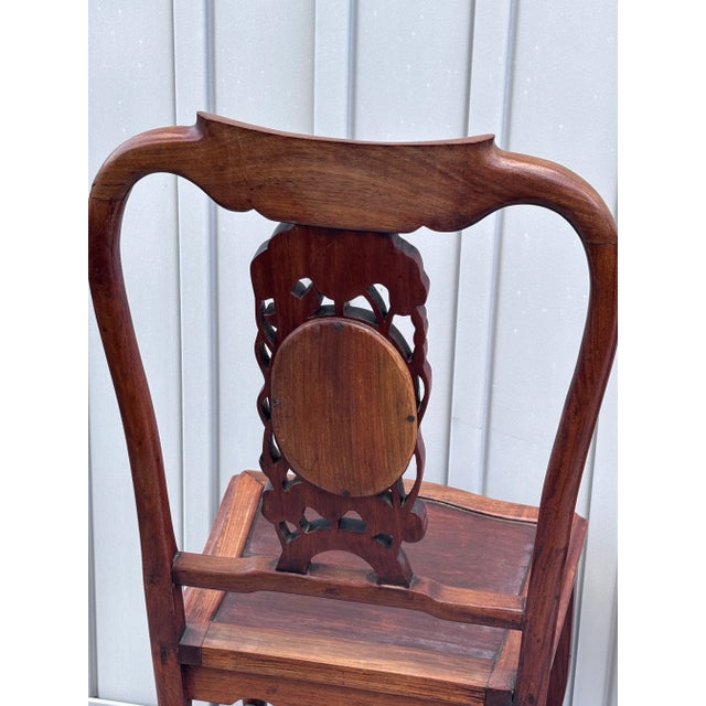 Early 20th Century Antique Pair of Chinese Solid Rosewood Side Chairs For Sale - Image 6 of 12