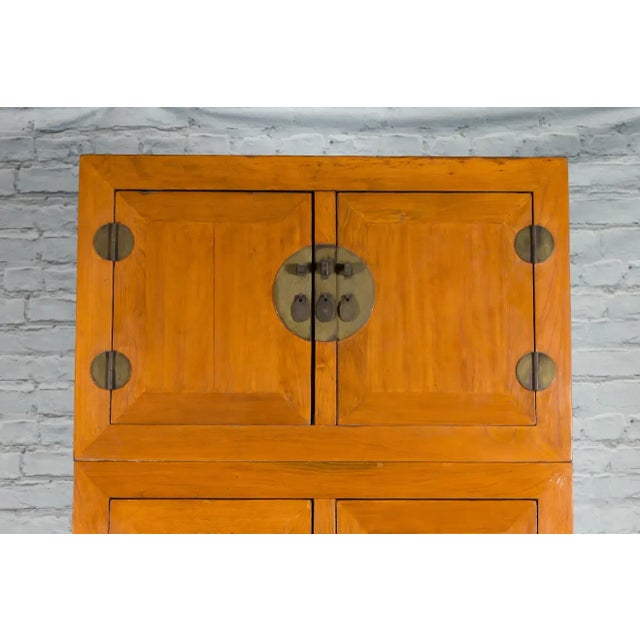 Chinese Qing Dynasty Period Wooden Compound Cabinet with Doors and Carved Apron For Sale - Image 10 of 13