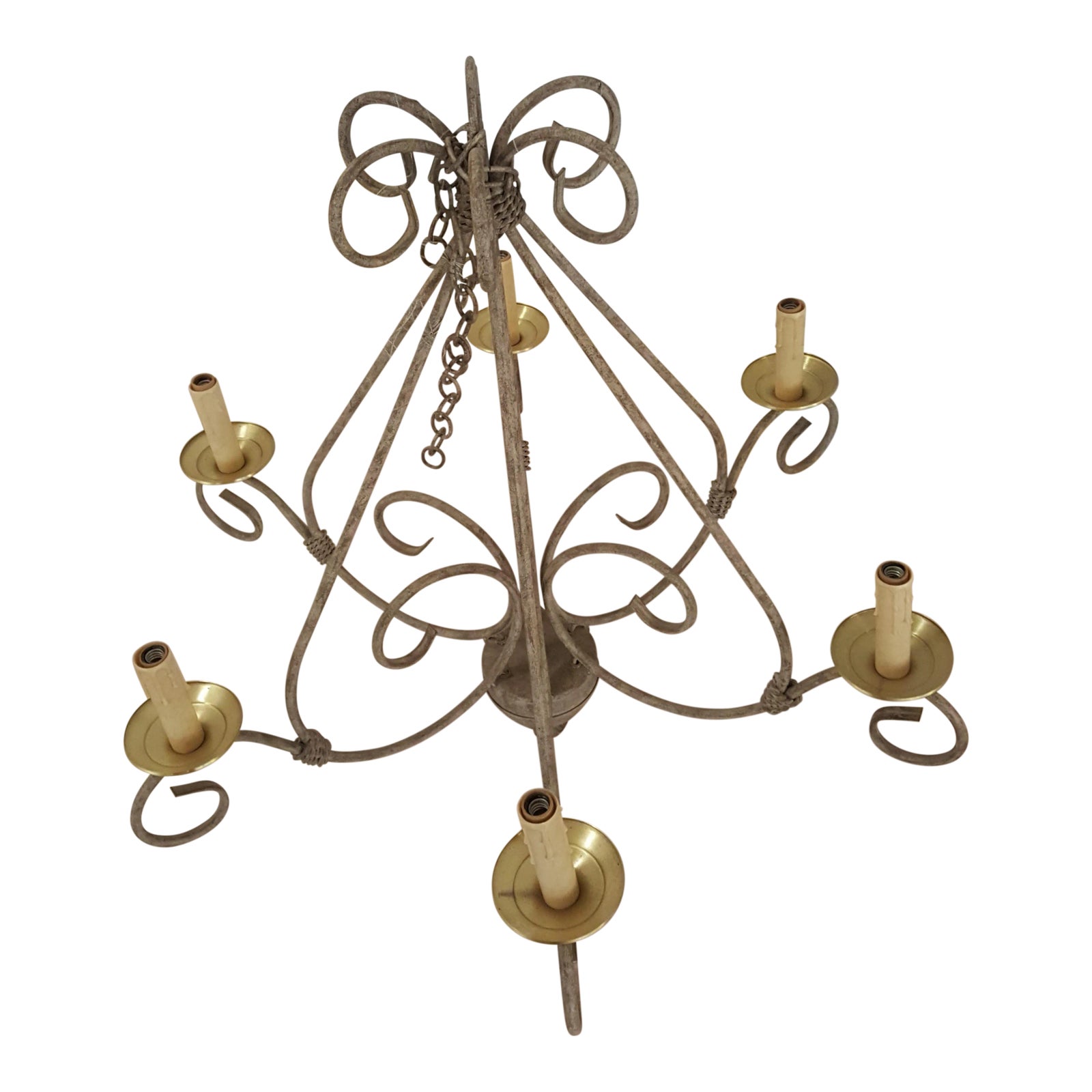 Chandelier With 6 Electric Candle Holders | Chairish