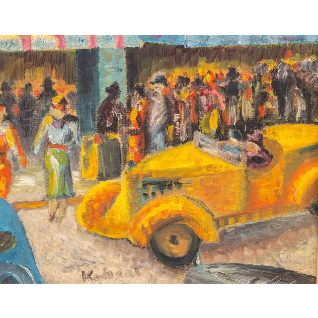 Signed Corner Store Street Scene Oil on Masonite For Sale In New York - Image 6 of 8